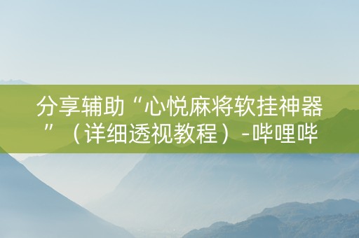分享辅助“心悦麻将软挂神器”（详细透视教程）-哔哩哔哩