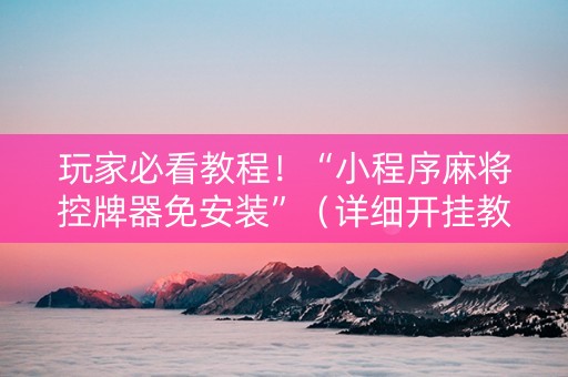 玩家必看教程！“小程序麻将控牌器免安装”（详细开挂教程）-哔哩哔哩