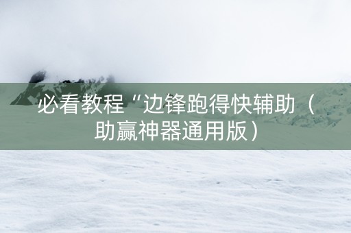 必看教程“边锋跑得快辅助（助赢神器通用版）