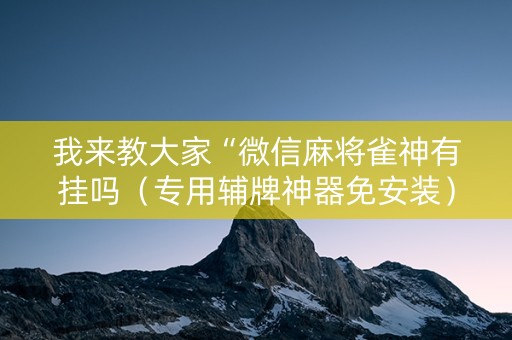 我来教大家“微信麻将雀神有挂吗（专用辅牌神器免安装）