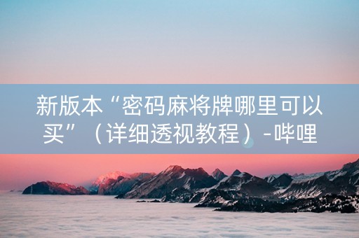 新版本“密码麻将牌哪里可以买”（详细透视教程）-哔哩哔哩