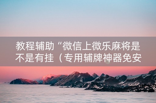 教程辅助“微信上微乐麻将是不是有挂（专用辅牌神器免安装）