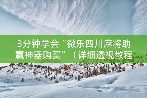 3分钟学会“微乐四川麻将助赢神器购买”（详细透视教程）-哔哩哔哩