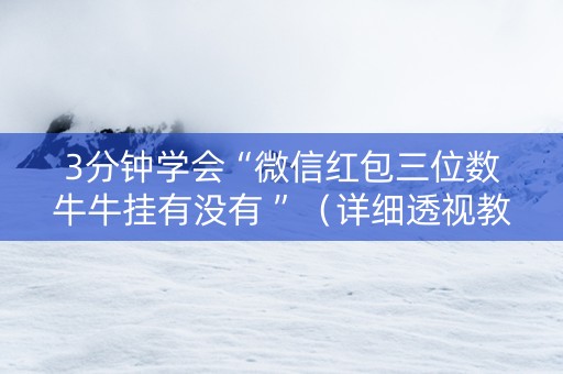 3分钟学会“微信红包三位数牛牛挂有没有 ”（详细透视教程）-哔哩哔哩
