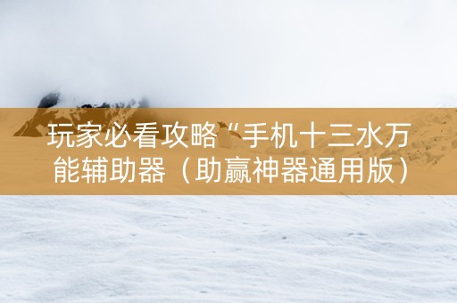 玩家必看攻略“手机十三水万能辅助器（助赢神器通用版）
