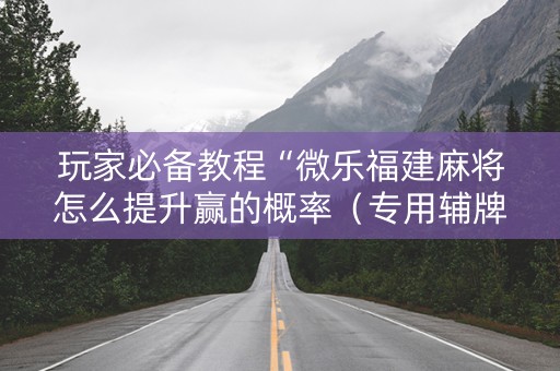 玩家必备教程“微乐福建麻将怎么提升赢的概率（专用辅牌神器免安装）