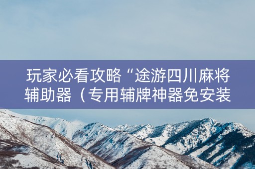 玩家必看攻略“途游四川麻将辅助器（专用辅牌神器免安装）
