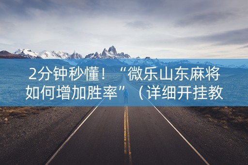 2分钟秒懂！“微乐山东麻将如何增加胜率”（详细开挂教程）-哔哩哔哩