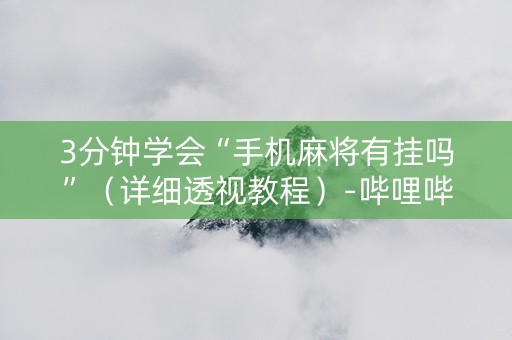 3分钟学会“手机麻将有挂吗”（详细透视教程）-哔哩哔哩