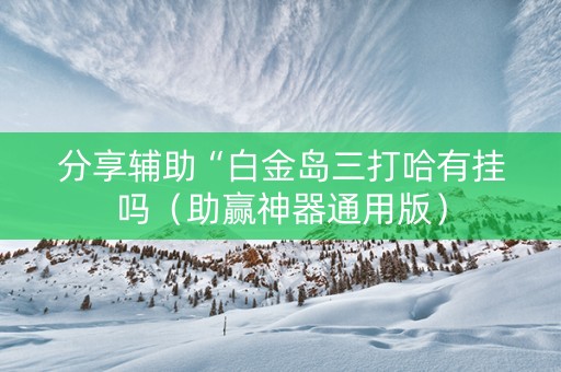 分享辅助“白金岛三打哈有挂吗（助赢神器通用版）