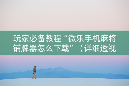玩家必备教程“微乐手机麻将铺牌器怎么下载”（详细透视教程）-哔哩哔哩