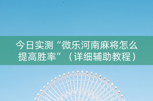 今日实测“微乐河南麻将怎么提高胜率”（详细辅助教程）-哔哩哔哩
