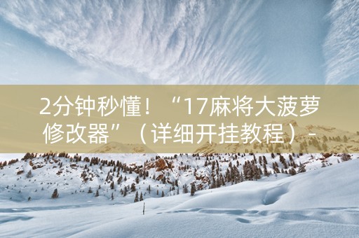 2分钟秒懂！“17麻将大菠萝修改器”（详细开挂教程）-哔哩哔哩