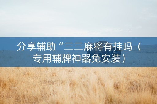 分享辅助“三三麻将有挂吗（专用辅牌神器免安装）