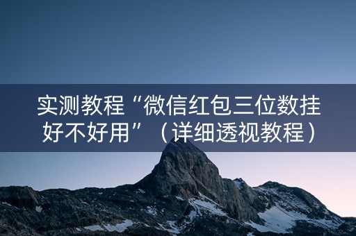 实测教程“微信红包三位数挂好不好用”（详细透视教程）-哔哩哔哩