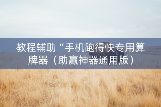 教程辅助“手机跑得快专用算牌器（助赢神器通用版）
