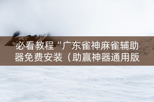 必看教程“广东雀神麻雀辅助器免费安装（助赢神器通用版）