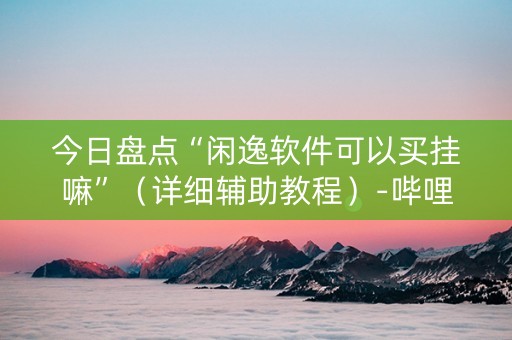 今日盘点“闲逸软件可以买挂嘛”（详细辅助教程）-哔哩哔哩