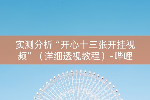 实测分析“开心十三张开挂视频”（详细透视教程）-哔哩哔哩