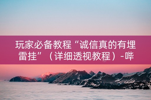 玩家必备教程“诚信真的有埋雷挂”（详细透视教程）-哔哩哔哩