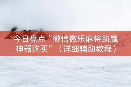 今日盘点“微信微乐麻将助赢神器购买”（详细辅助教程）-哔哩哔哩
