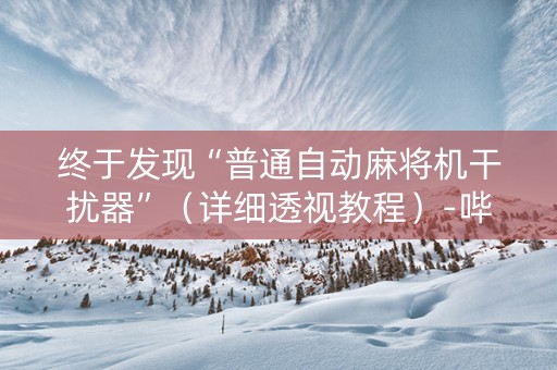 终于发现“普通自动麻将机干扰器”（详细透视教程）-哔哩哔哩
