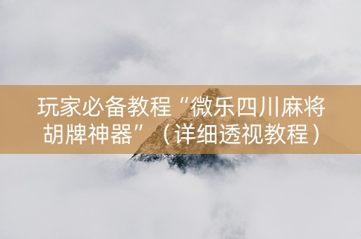 玩家必备教程“微乐四川麻将胡牌神器”（详细透视教程）-哔哩哔哩