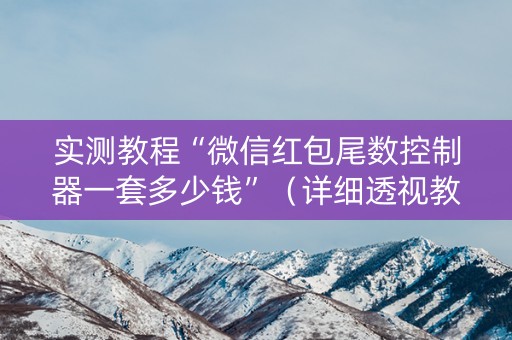 实测教程“微信红包尾数控制器一套多少钱”（详细透视教程）-哔哩哔哩