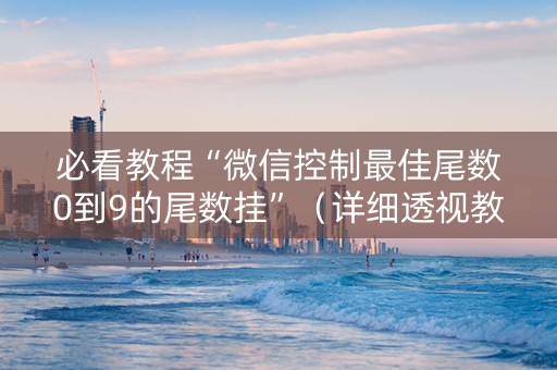 必看教程“微信控制最佳尾数0到9的尾数挂”（详细透视教程）-哔哩哔哩