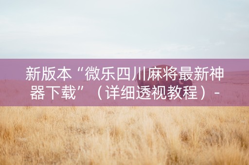 新版本“微乐四川麻将最新神器下载”（详细透视教程）-哔哩哔哩