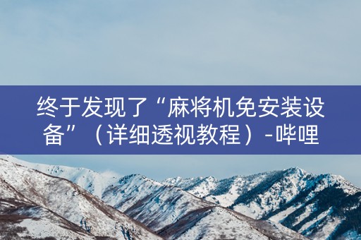 终于发现了“麻将机免安装设备”（详细透视教程）-哔哩哔哩