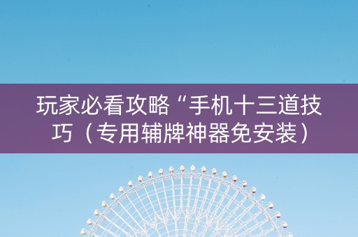 玩家必看攻略“手机十三道技巧（专用辅牌神器免安装）