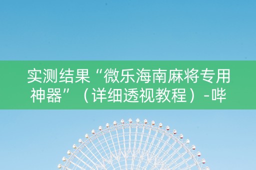 实测结果“微乐海南麻将专用神器”（详细透视教程）-哔哩哔哩