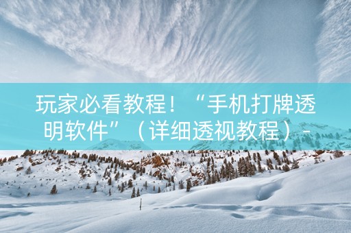 玩家必看教程！“手机打牌透明软件”（详细透视教程）-哔哩哔哩