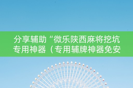 分享辅助“微乐陕西麻将挖坑专用神器（专用辅牌神器免安装）