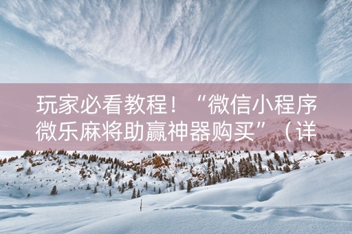 玩家必看教程！“微信小程序微乐麻将助赢神器购买”（详细辅助教程）-哔哩哔哩