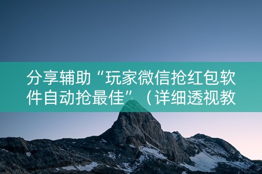 分享辅助“玩家微信抢红包软件自动抢最佳”（详细透视教程）-哔哩哔哩