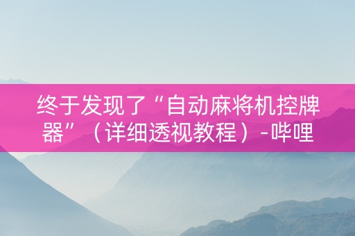 终于发现了“自动麻将机控牌器”（详细透视教程）-哔哩哔哩