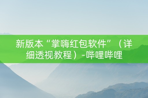 新版本“掌嗨红包软件”（详细透视教程）-哔哩哔哩