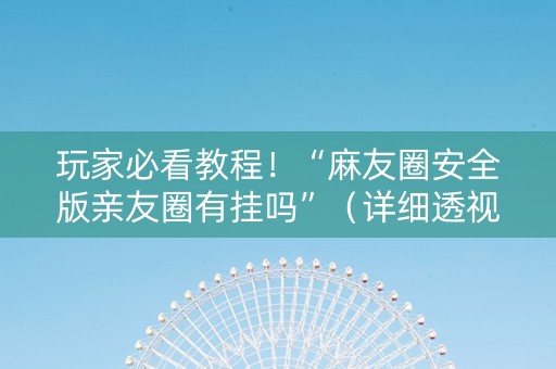 玩家必看教程！“麻友圈安全版亲友圈有挂吗”（详细透视教程）-哔哩哔哩