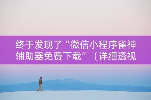 终于发现了“微信小程序雀神辅助器免费下载”（详细透视教程）-哔哩哔哩