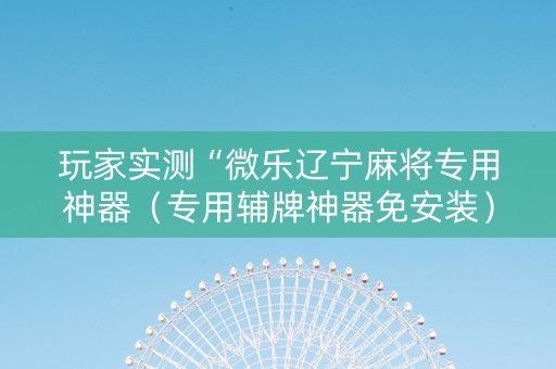 玩家实测“微乐辽宁麻将专用神器（专用辅牌神器免安装）