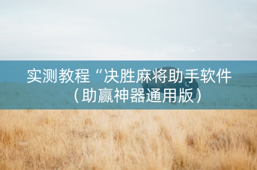 实测教程“决胜麻将助手软件（助赢神器通用版）