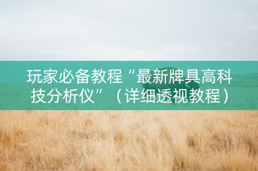 玩家必备教程“最新牌具高科技分析仪”（详细透视教程）-哔哩哔哩