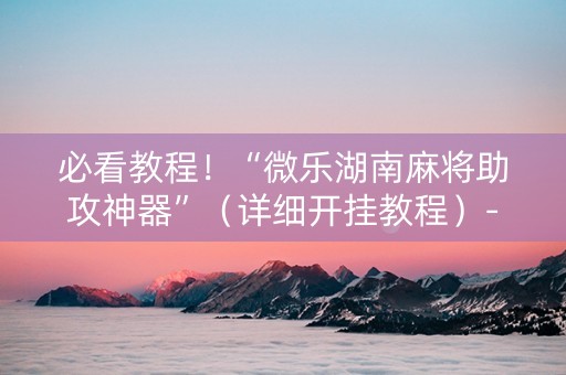 必看教程！“微乐湖南麻将助攻神器”（详细开挂教程）-哔哩哔哩