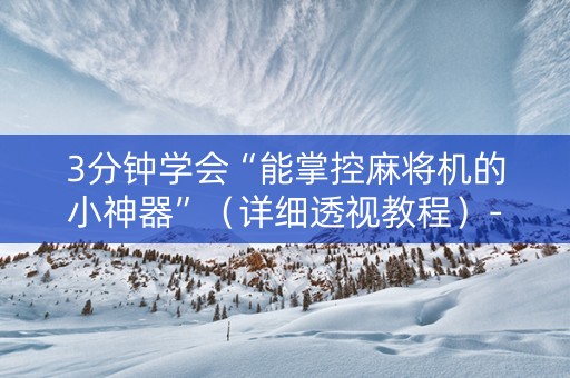 3分钟学会“能掌控麻将机的小神器”（详细透视教程）-哔哩哔哩
