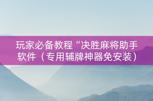 玩家必备教程“决胜麻将助手软件（专用辅牌神器免安装）