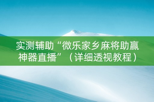 实测辅助“微乐家乡麻将助赢神器直播”（详细透视教程）-哔哩哔哩