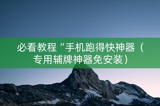 必看教程“手机跑得快神器（专用辅牌神器免安装）