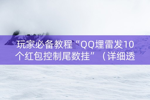 玩家必备教程“QQ埋雷发10个红包控制尾数挂”（详细透视教程）-哔哩哔哩